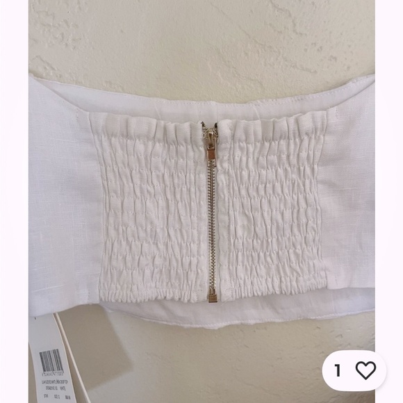 DISSH White Puff Sleeve Linen Crop Top - Picture 10 of 14